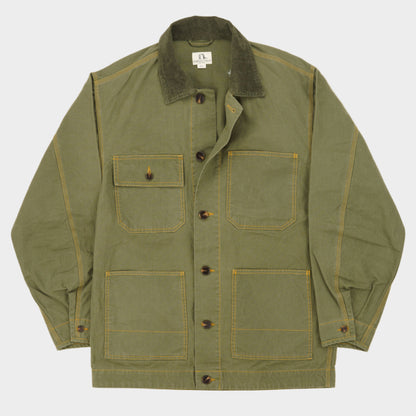Waxed Cotton Canvas Barn Jacket in Moss
