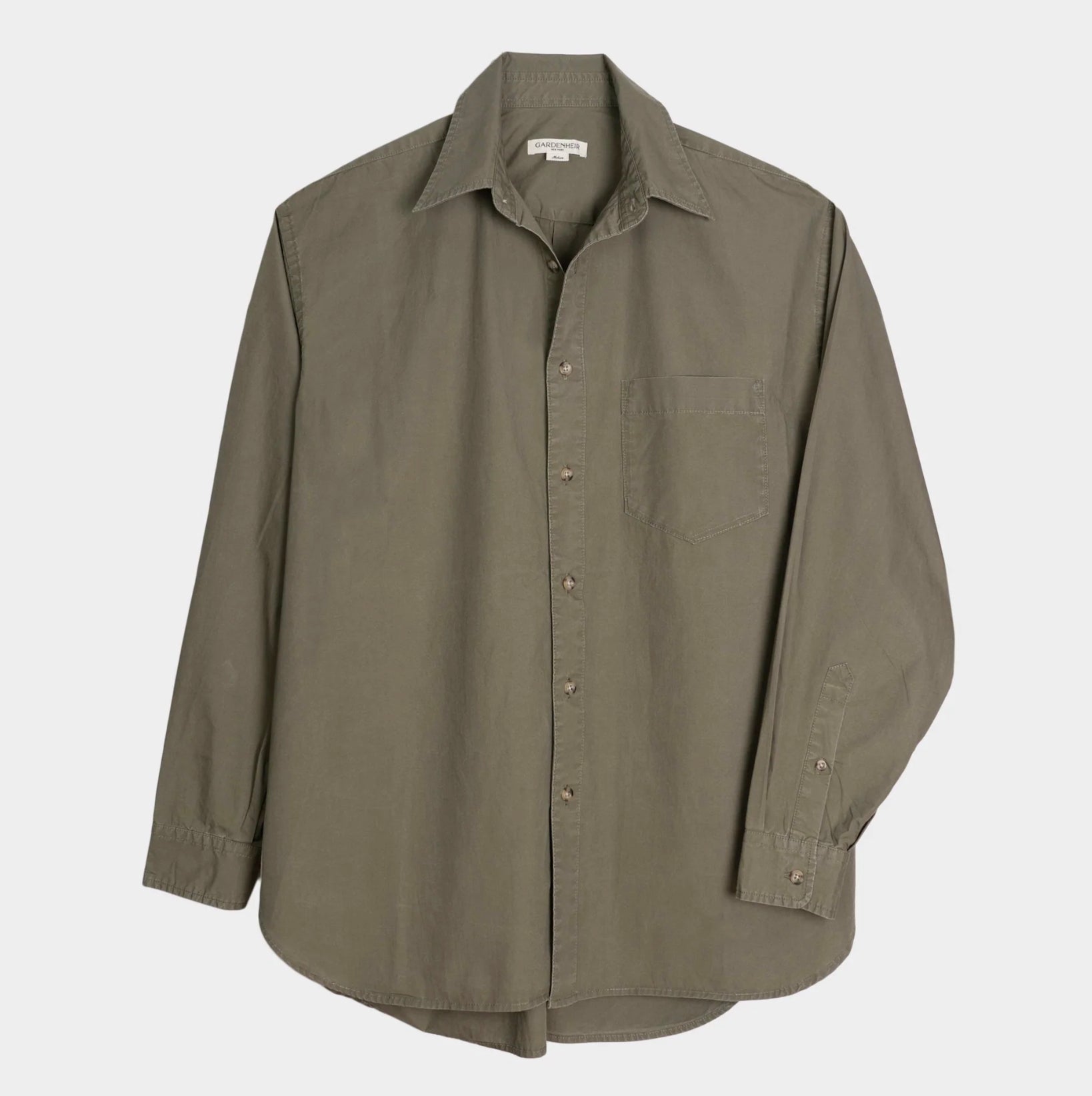 Japanese Typewriter Cotton Gardening Chemise in Moss