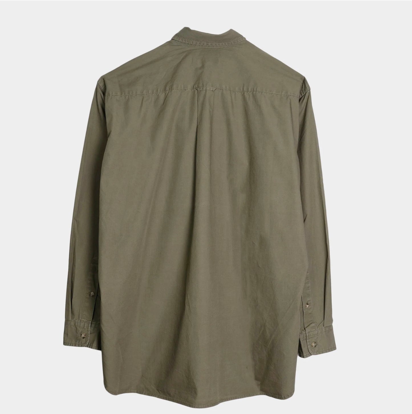 Japanese Typewriter Cotton Gardening Chemise in Moss