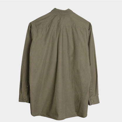 Japanese Typewriter Cotton Gardening Chemise in Moss