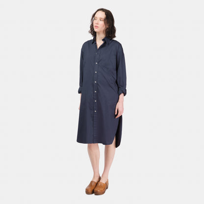 Cotton Oxford Long Gardening Chemise in Navy