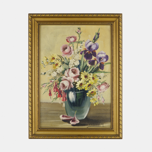 Vintage Floral Still Life Painting, 1960s