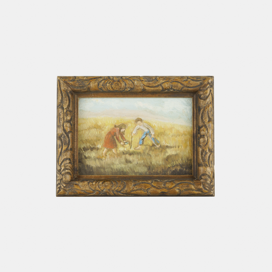 Vintage Painting of Children in Field