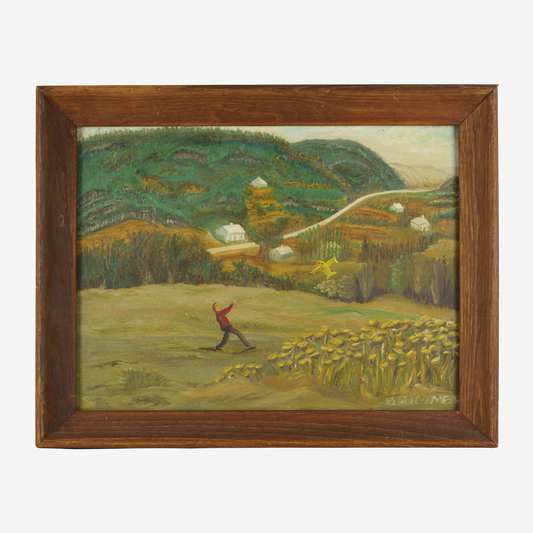 Vintage Painting of Figure with Kite, 1940s