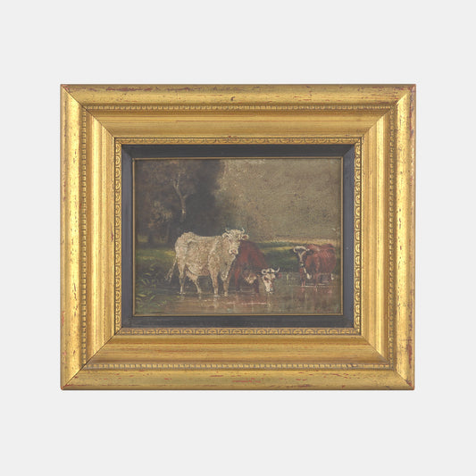 Antique Painting of Cattle, 1800s