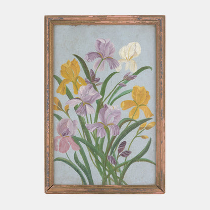 Antique Oil Painting of Irises, 1930