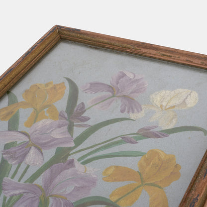 Antique Oil Painting of Irises, 1930