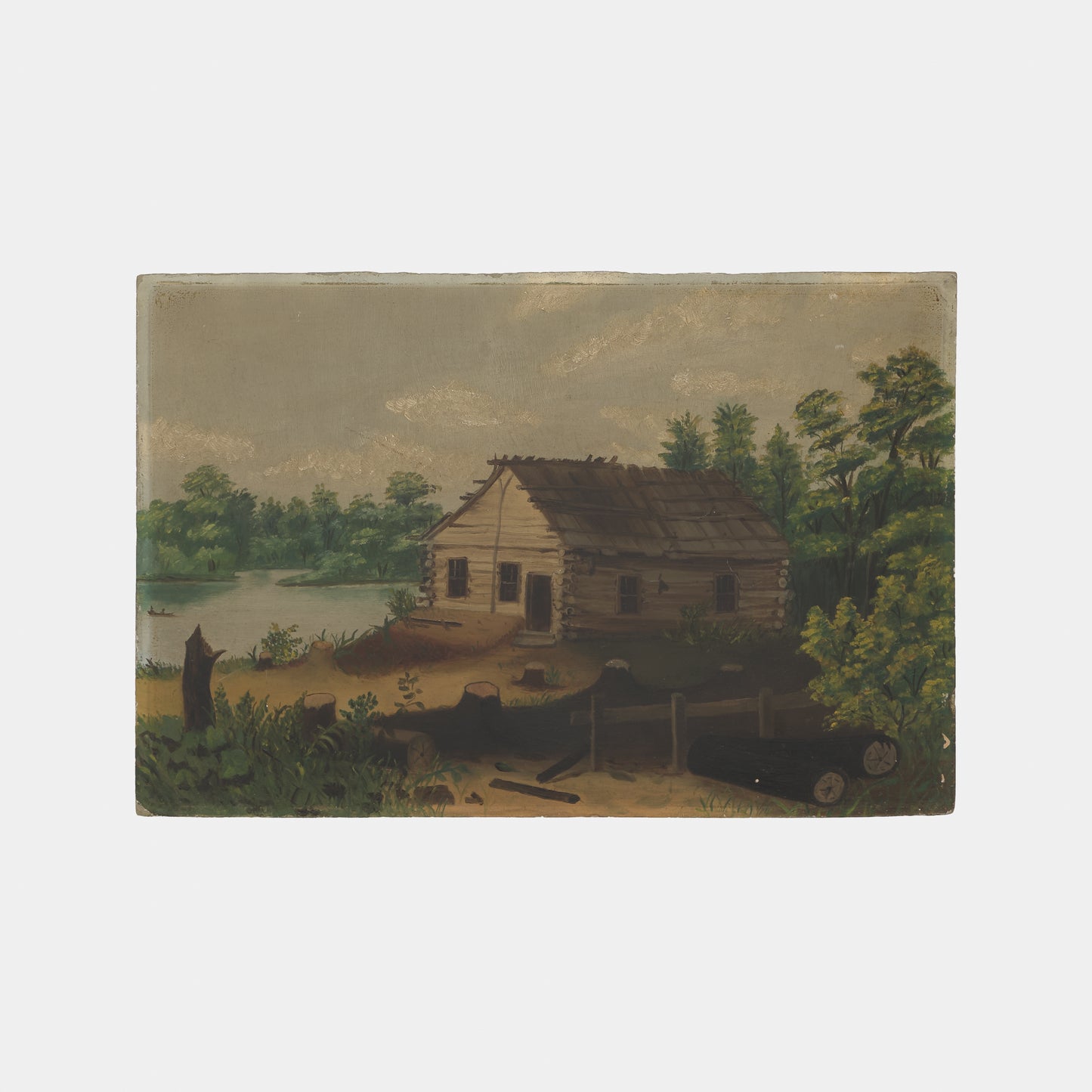 Antique Cabin Oil Painting