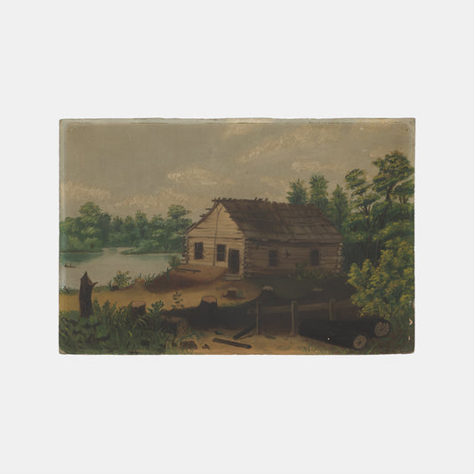 Antique Cabin Oil Painting