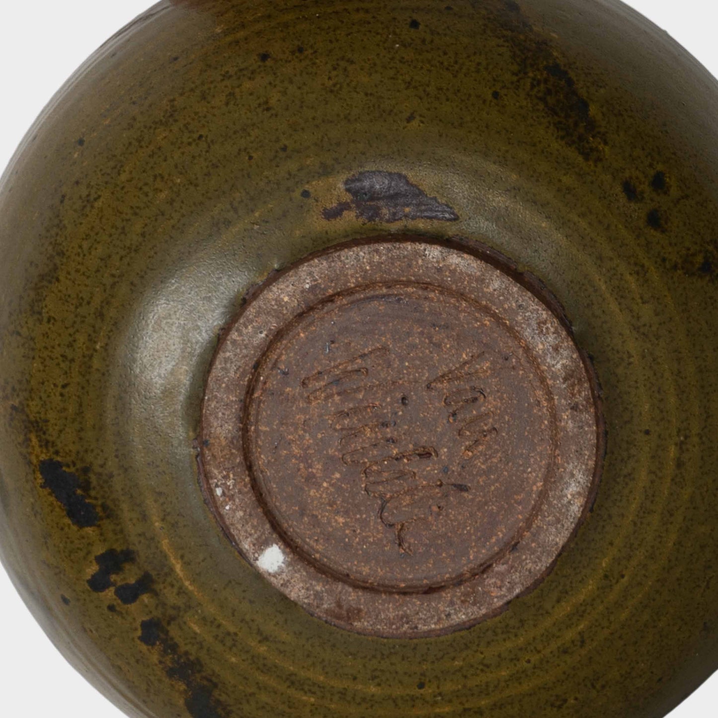 Vintage Olive Ceramic Bowl, North Carolina, 20th C.
