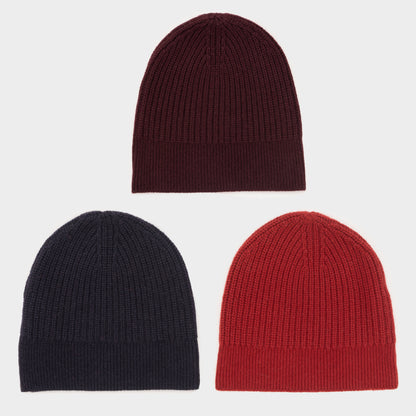 Himalayan Cashmere Fisherman Ribbed Beanie - Orchard Palette