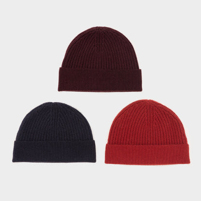 Himalayan Cashmere Fisherman Ribbed Beanie - Orchard Palette