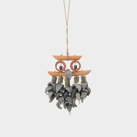 Vintage Small Ceramic Owl Sculpture/Windchime