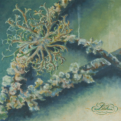 Vintage Large Painting Study of Lichen, 1960s