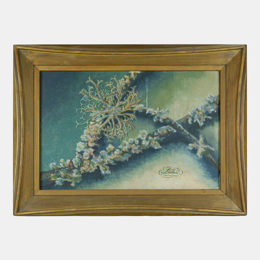 Vintage Large Painting Study of Lichen, 1960s