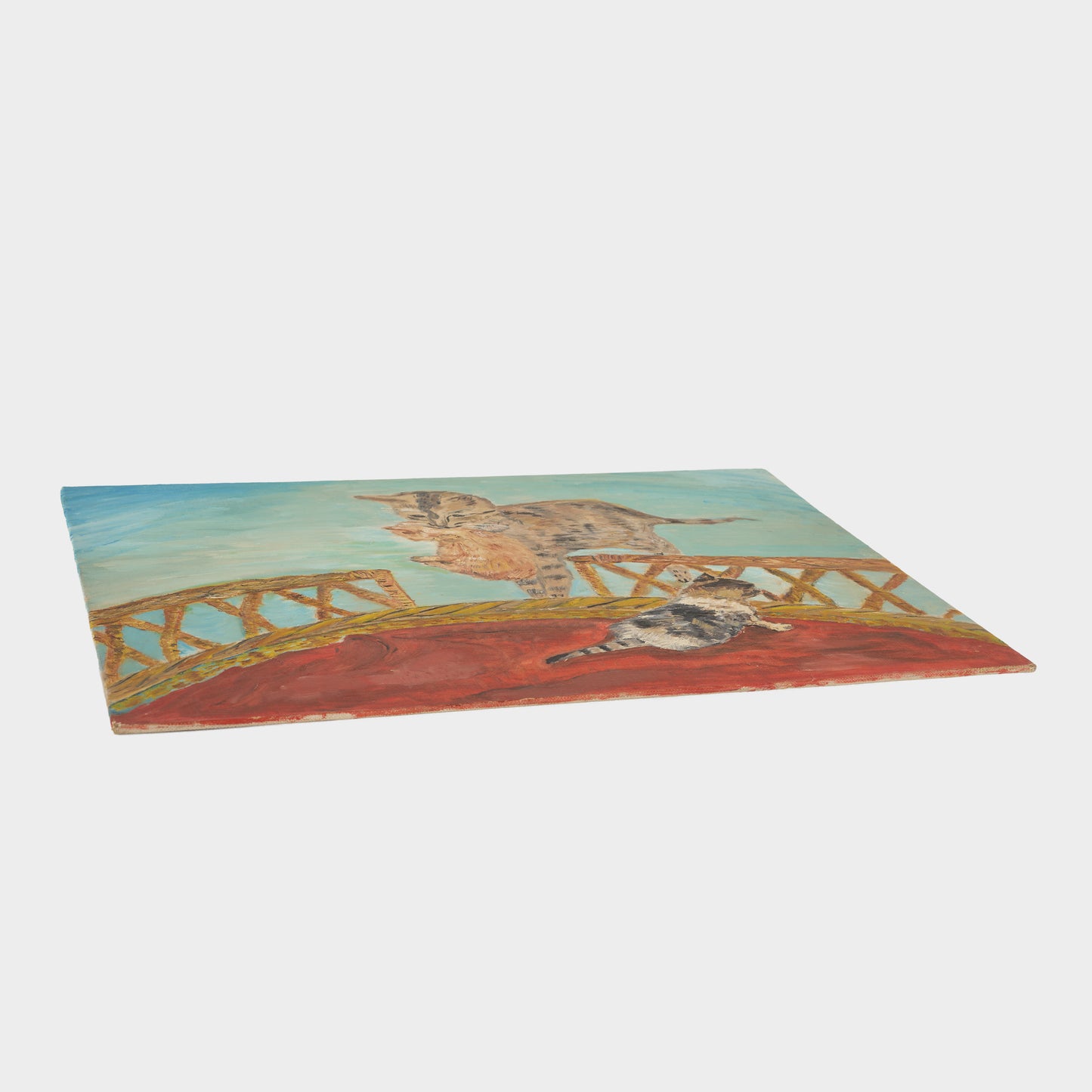 Vintage Painting of Cat and Kittens