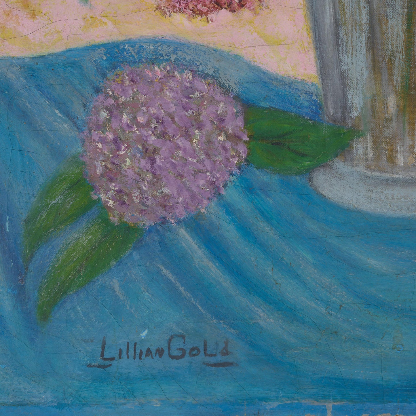 Vintage Still Life Painting of Hydrangeas
