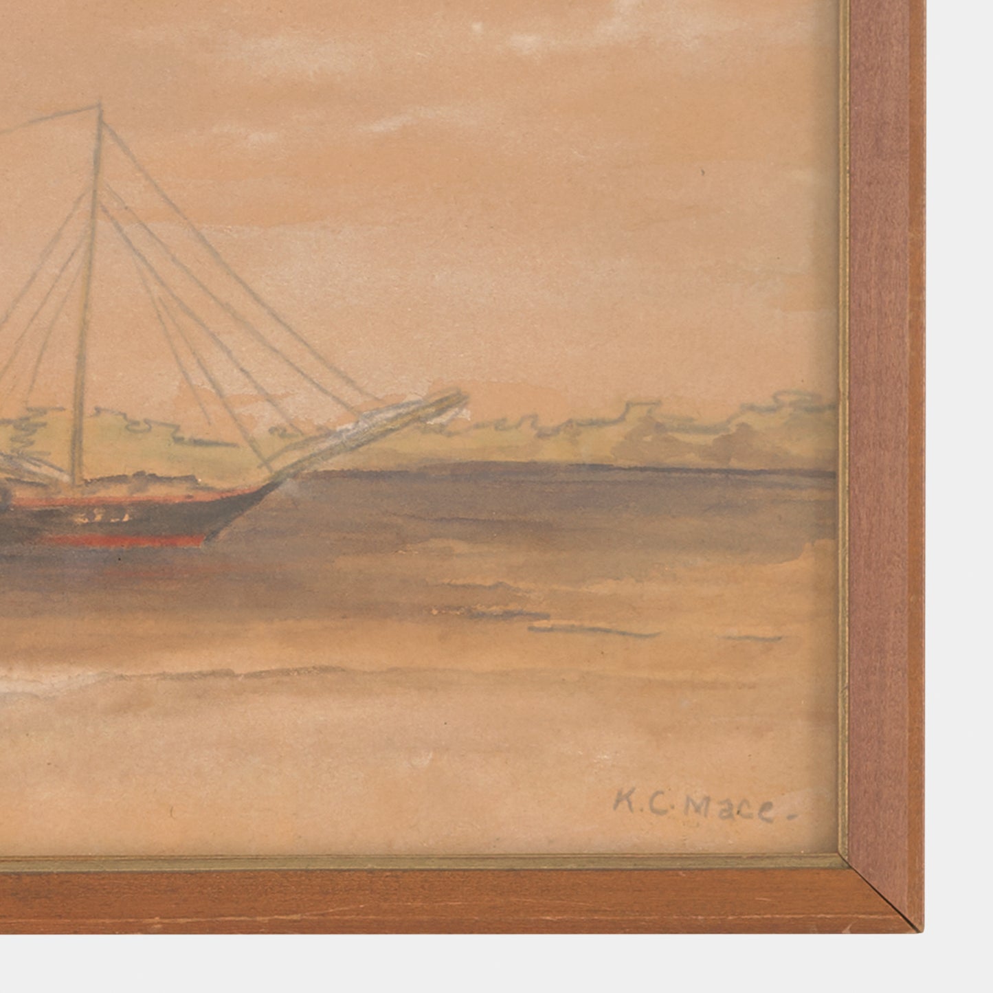 Antique Sailing Ship Drawing, 1939