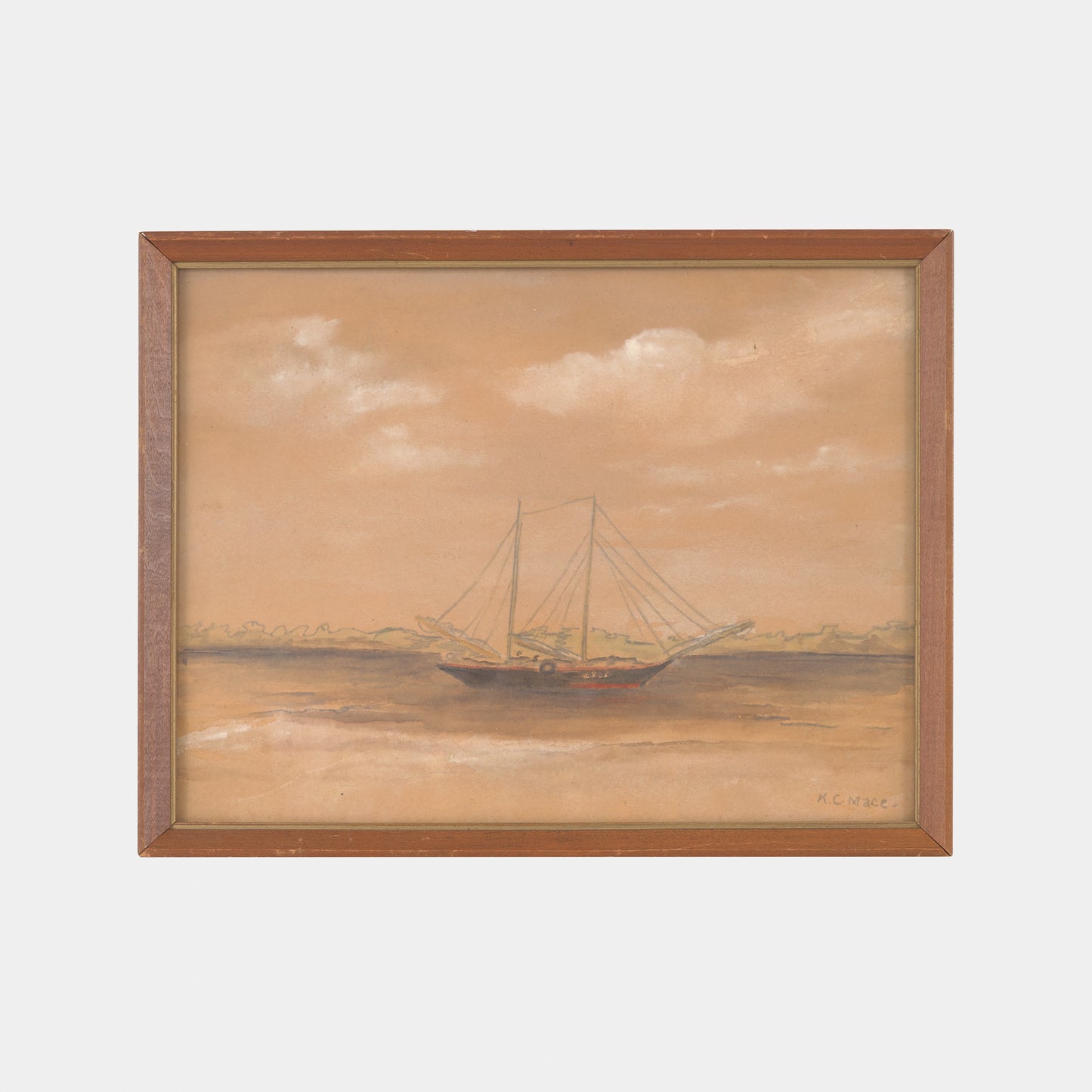 Antique Sailing Ship Drawing, 1939
