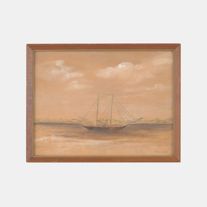 Antique Sailing Ship Drawing, 1939