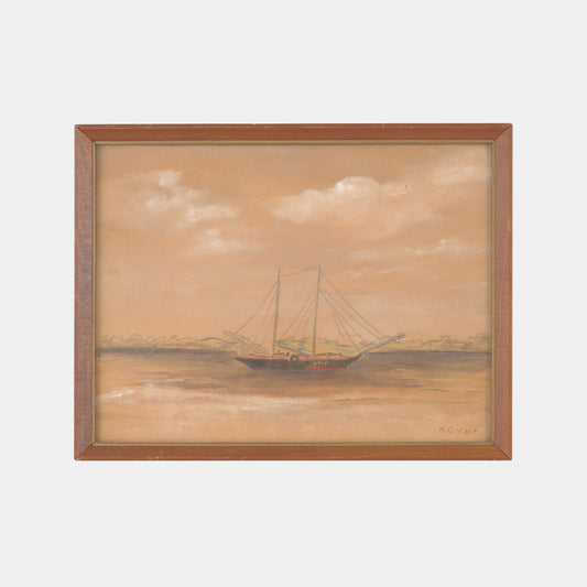 Antique Sailing Ship Drawing, 1939