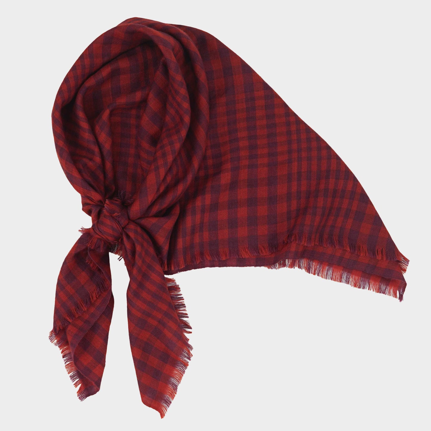 Himalayan Cashmere Hand Spun Kerchief Scarf in Plaid