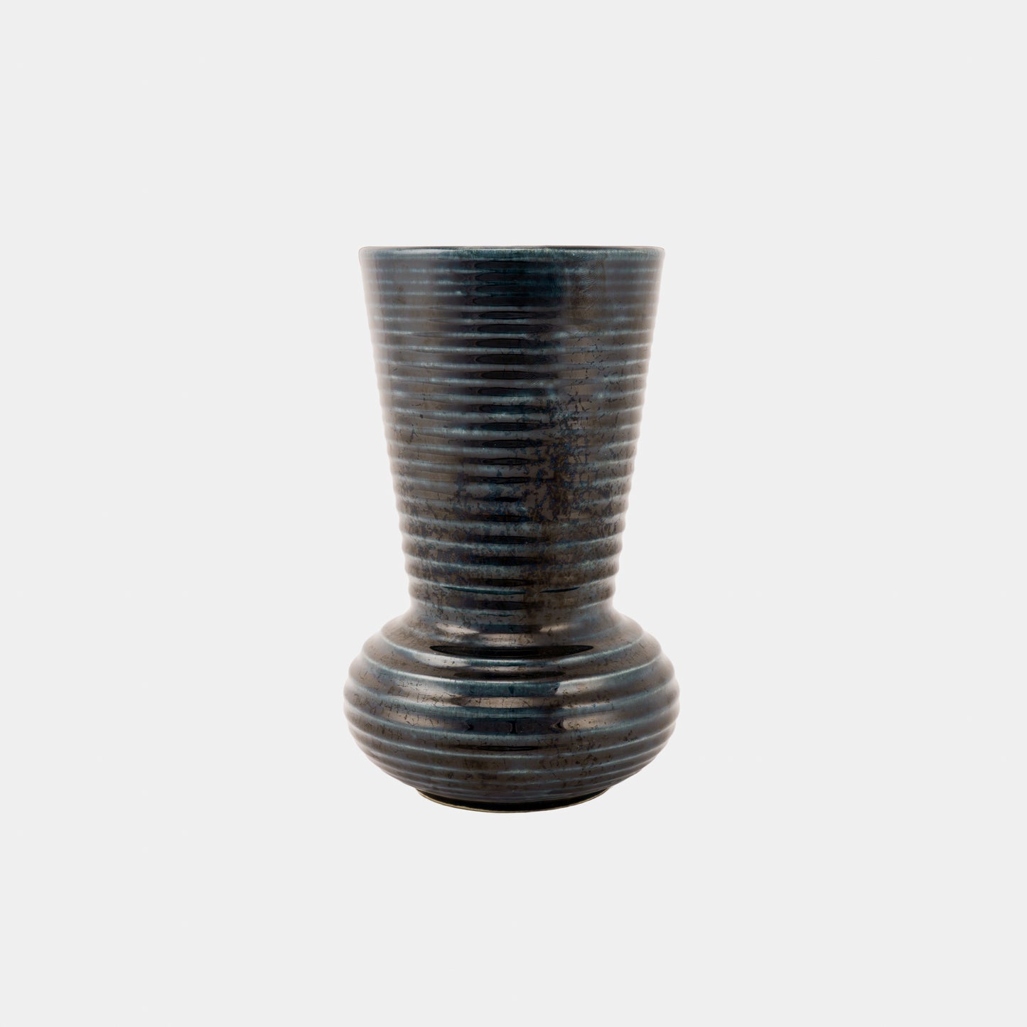 Vintage Ribbed Raku Vase