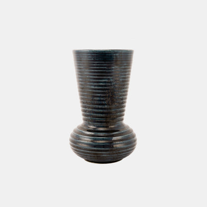 Vintage Ribbed Raku Vase