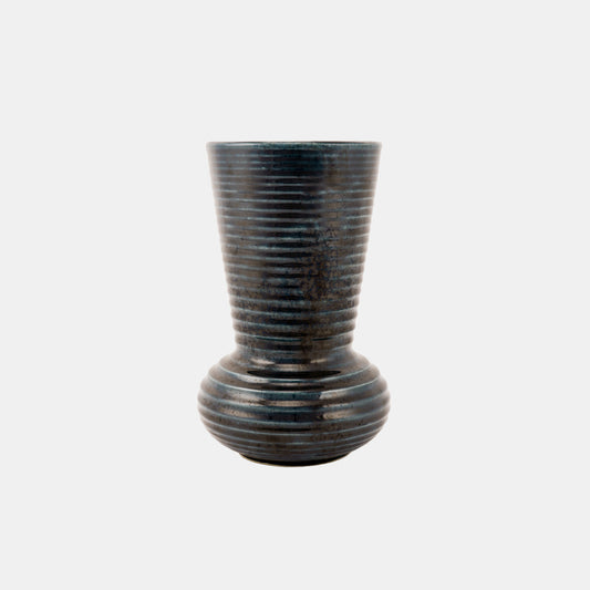 Vintage Ribbed Raku Vase