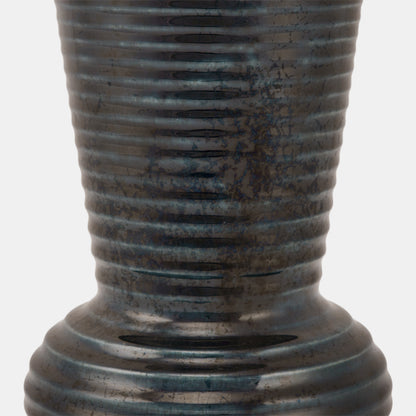 Vintage Ribbed Raku Vase