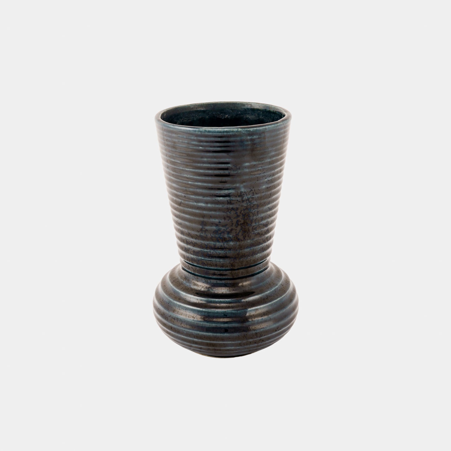 Vintage Ribbed Raku Vase