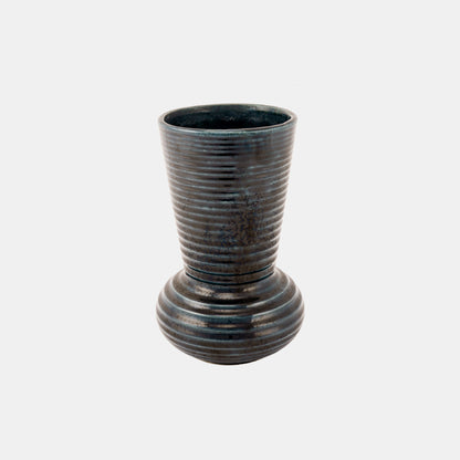 Vintage Ribbed Raku Vase
