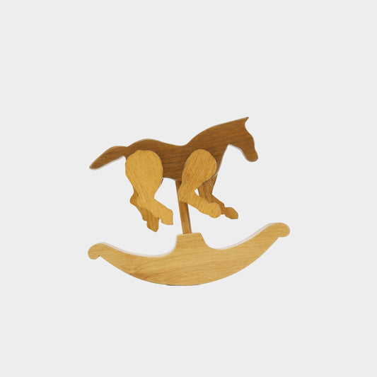 Vintage Rocking Horse Wood Sculpture