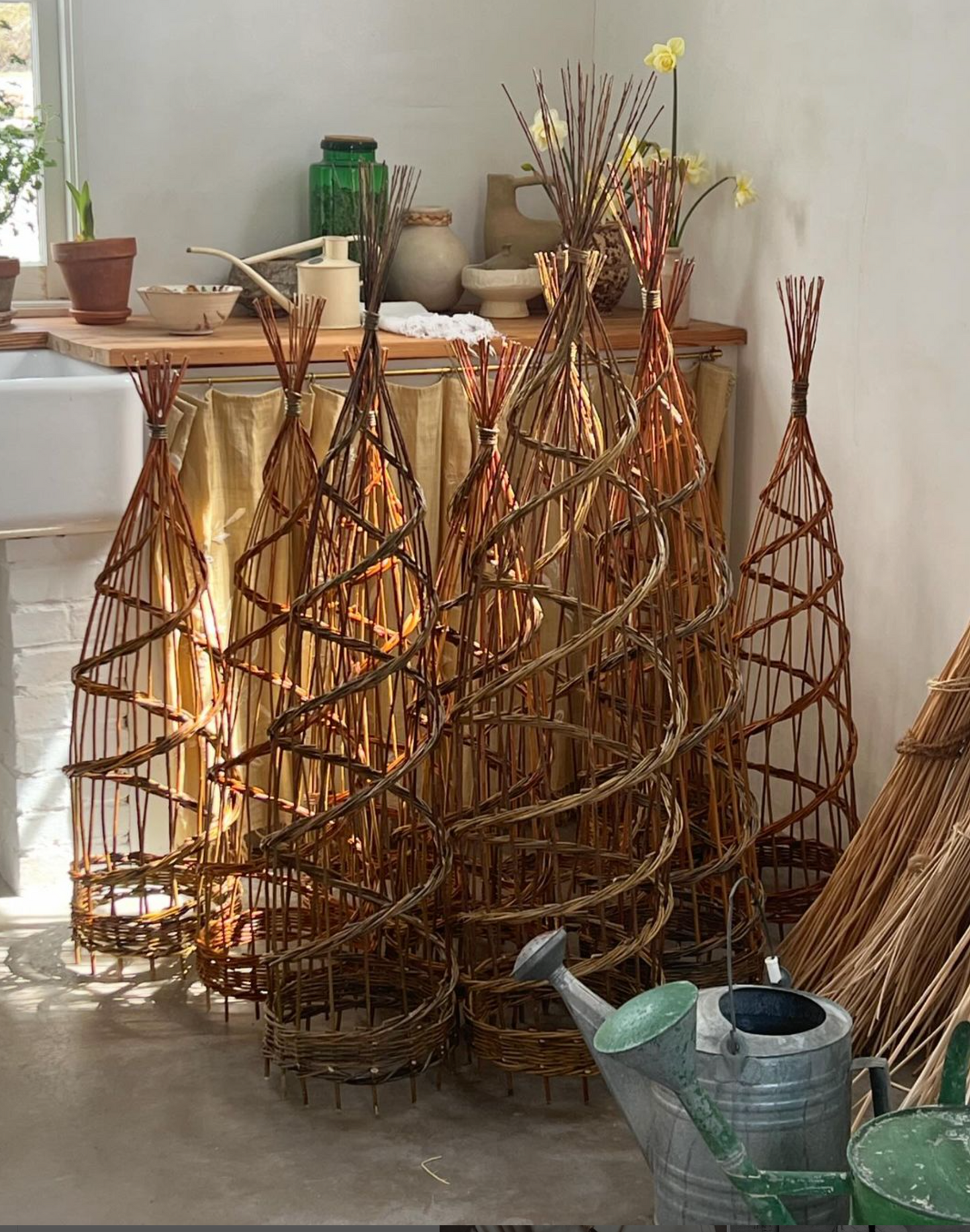 Handwoven Willow Obelisks by Deborah Needleman