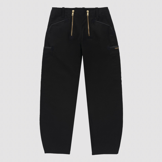 Le Laboureur French Moleskin Drop Front Farm Pant in Black