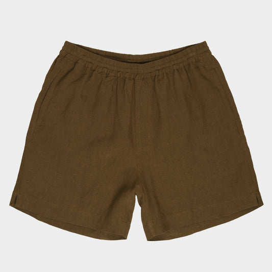 Washed Linen Relaxed Short in Olive