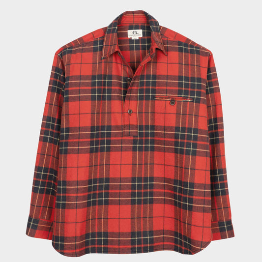 Japanese Cotton Flannel Gardening Smock No. 2 in Red Plaid