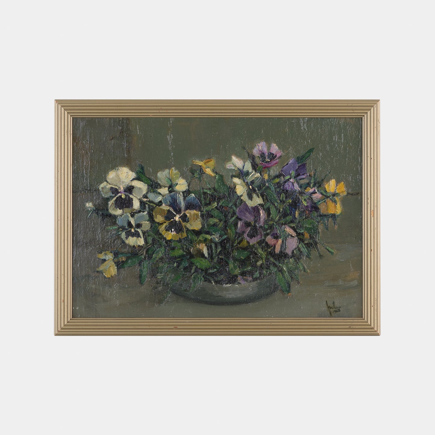 Antique Painting of Pansies, Netherlands, 1800s