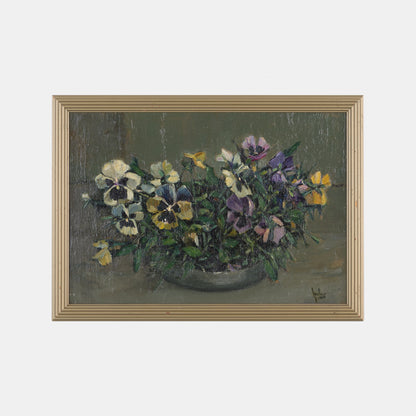 Antique Painting of Pansies, Netherlands, 1800s