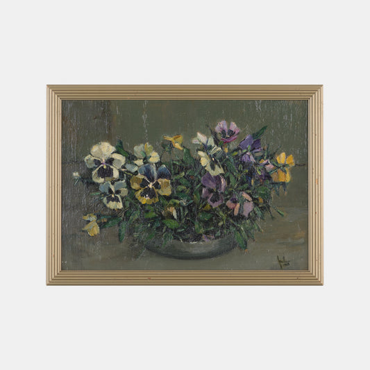 Antique Painting of Pansies, Netherlands, 1800s
