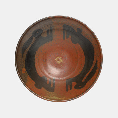 Vintage Stoneware Bowl with Rabbits