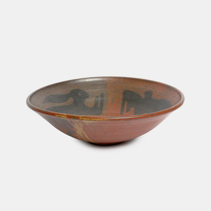 Vintage Stoneware Bowl with Rabbits