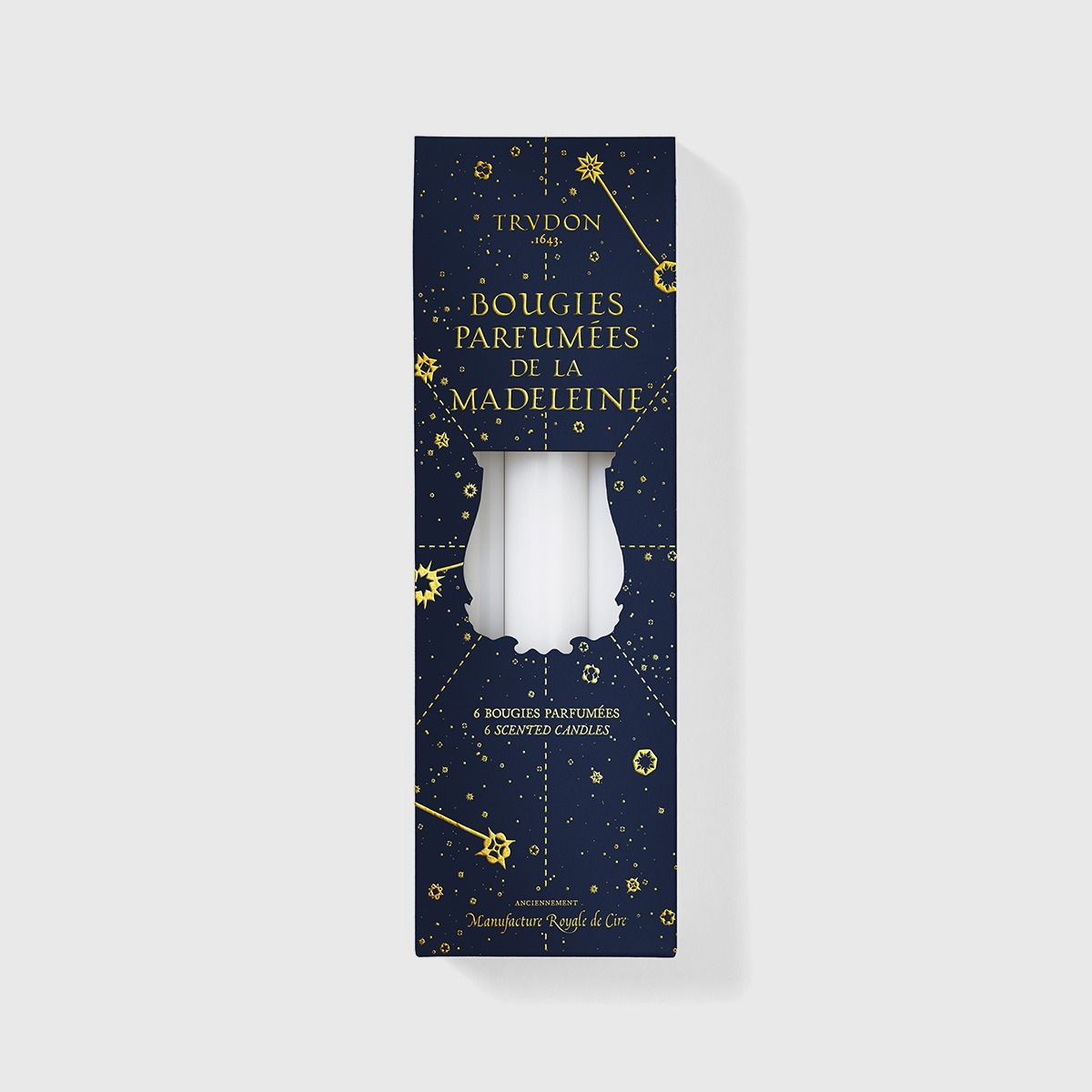 Set of 6 Trudon 8" Madeleine Fir Scented Taper Candles in Ivory