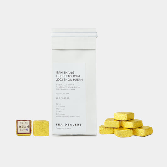 Handcrafted Aged Chinese Ban Zhang Gushu Tuocha Box 2003 Shou Puerh Tea