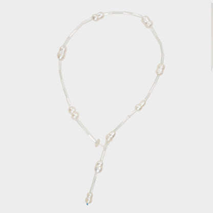 Handmade Long Thread Pearled Necklace