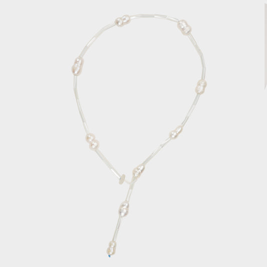 Handmade Long Thread Pearled Necklace