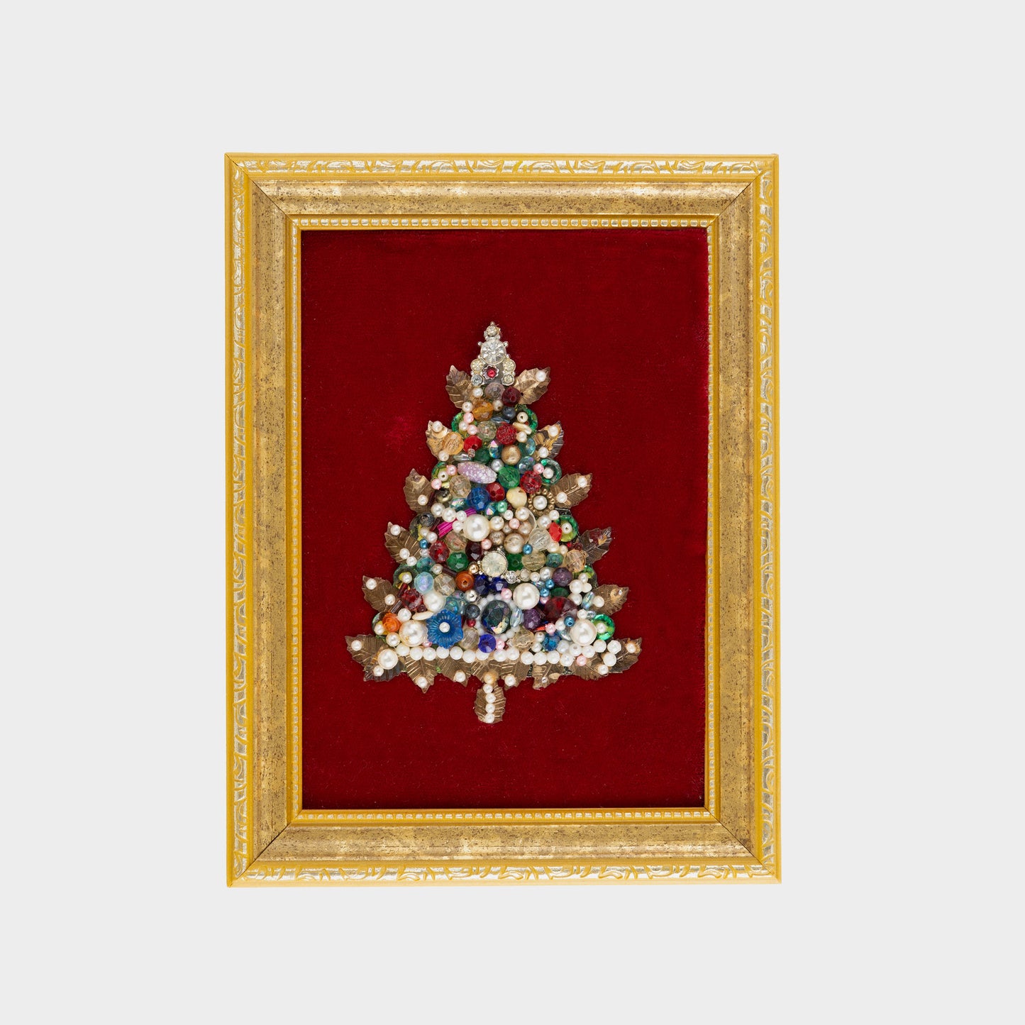 Vintage Framed Beaded Christmas Tree