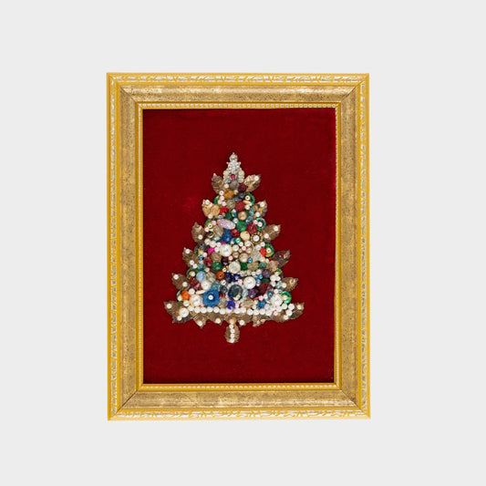 Vintage Framed Beaded Christmas Tree