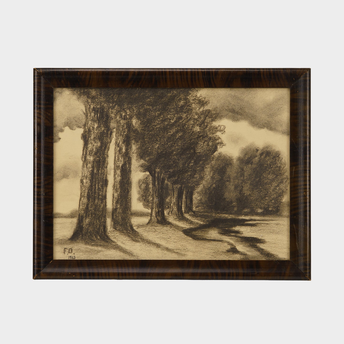 Antique Charcoal Drawing of Trees, 1923