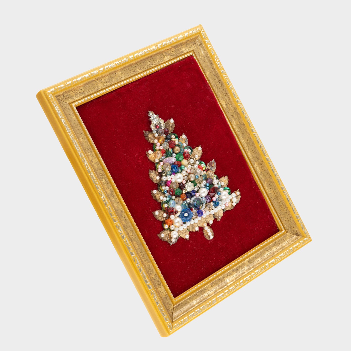Vintage Framed Beaded Christmas Tree